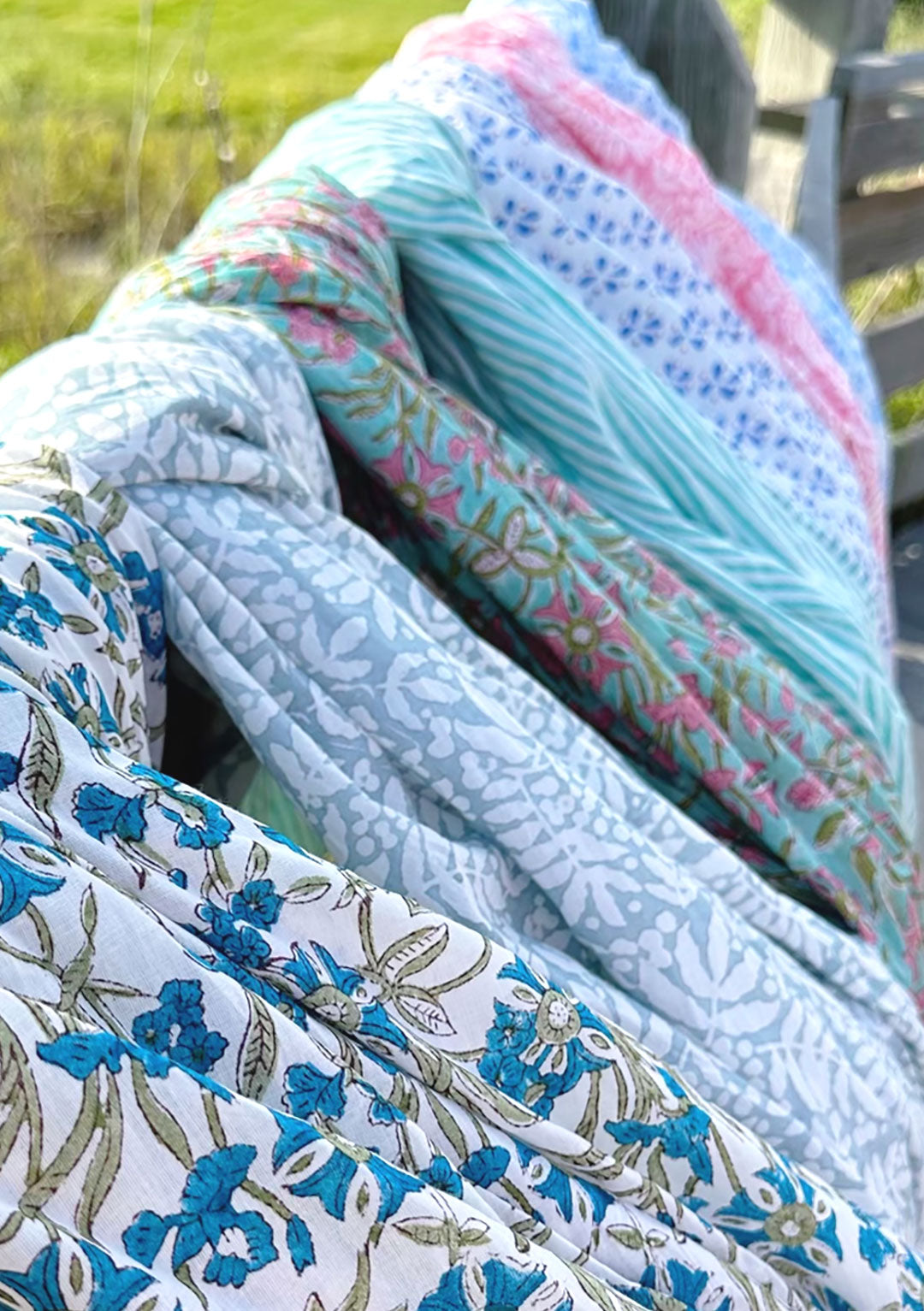 Gathered Garden Pareo in Aquamarine