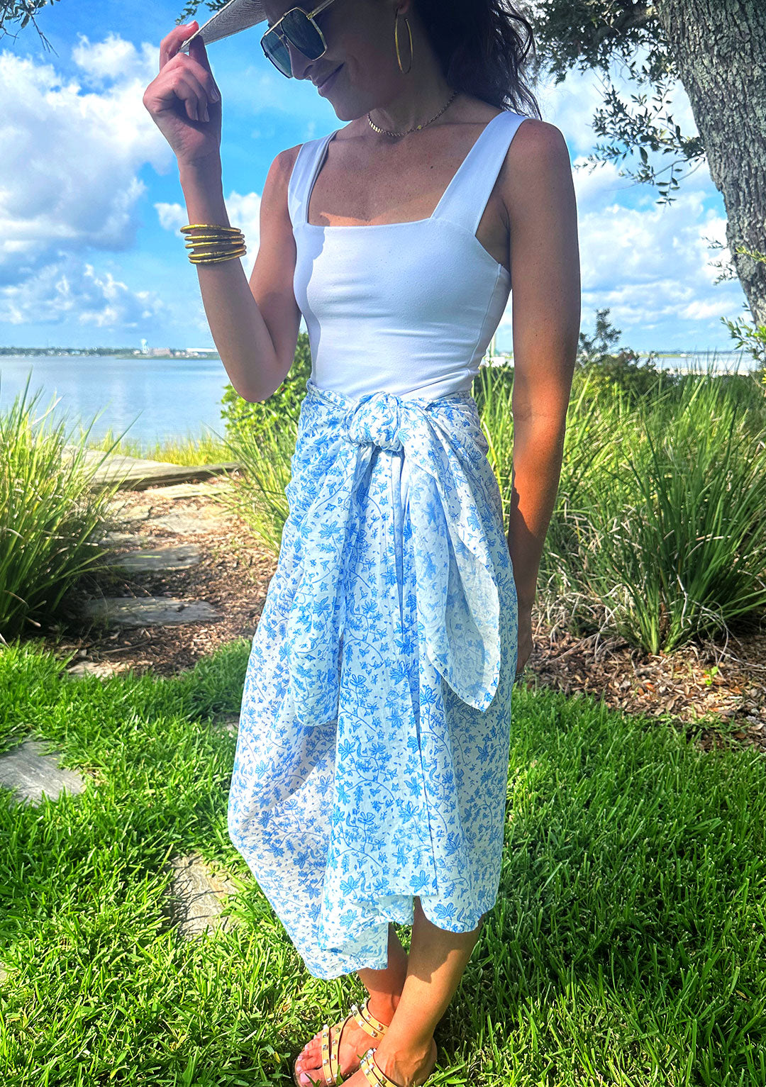 Whimsy Floral Pareo in Sorrento Blue