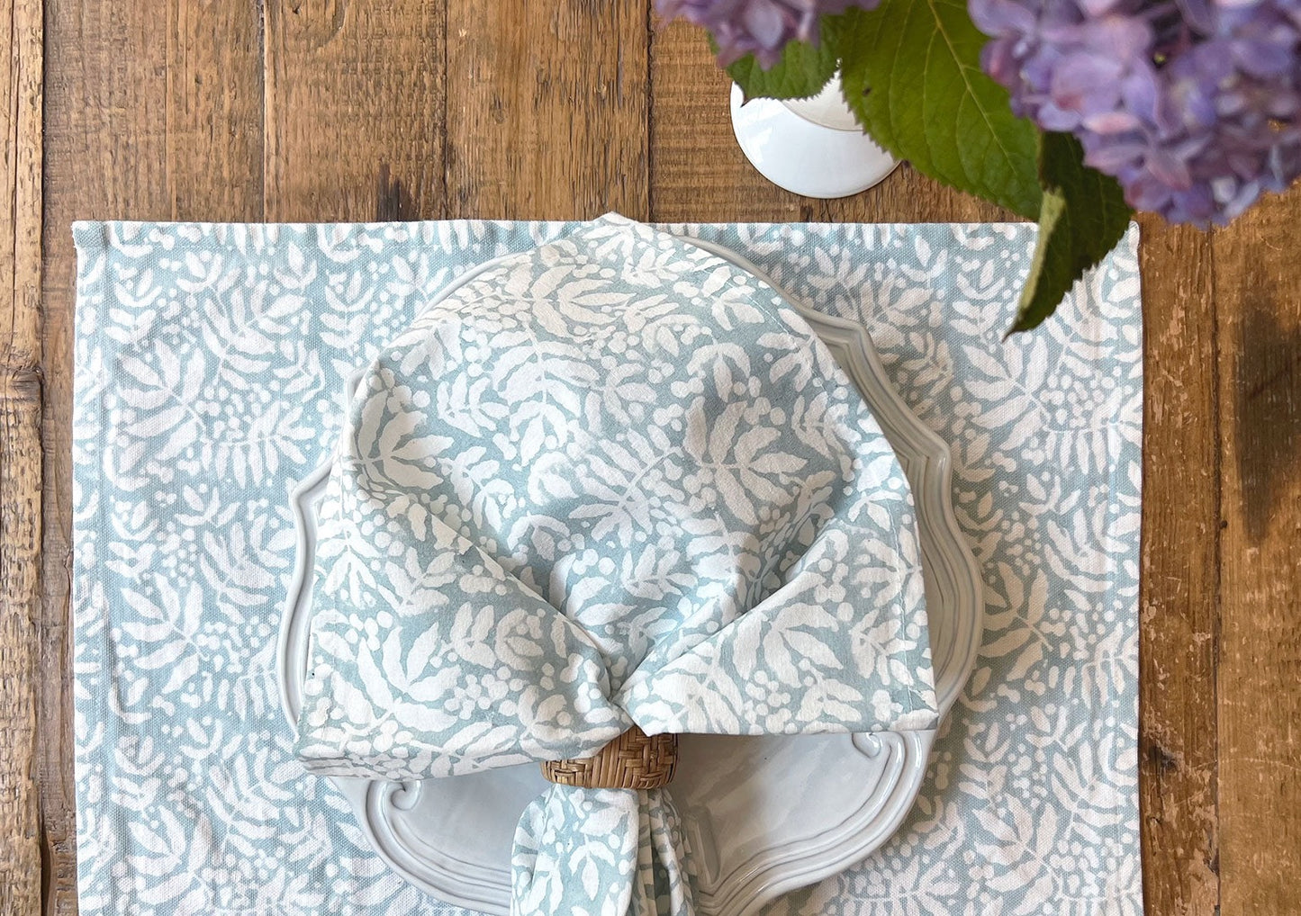 Gathered Garden Placemats in Dream Blue- Set of 4
