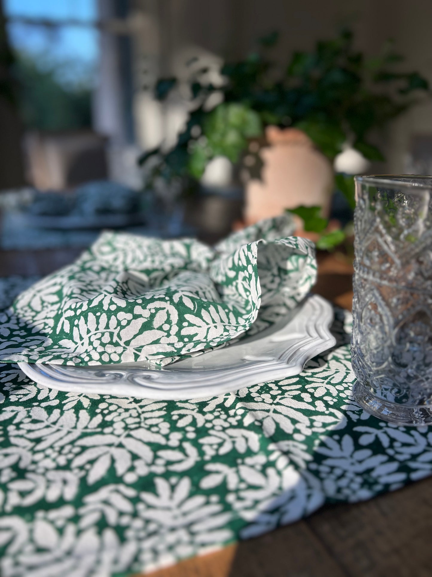 Gathered Garden Placemats in Pine Green - Set of 4