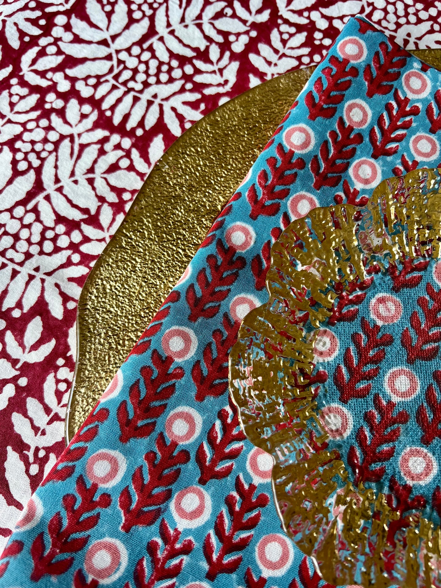 Gathered Garden Tablecloth in Cranberry Red
