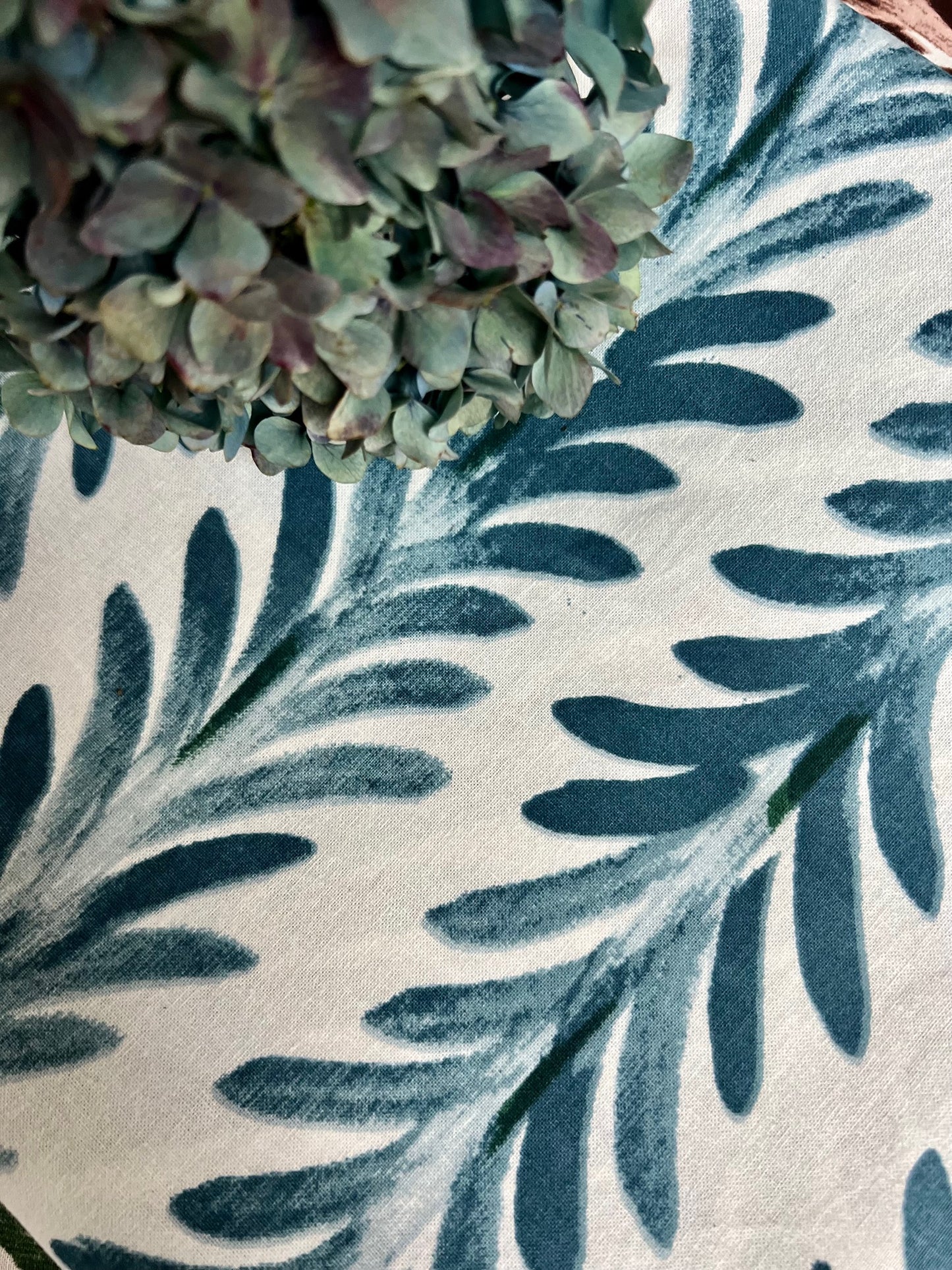 Ferns Tablecloth in Capri Blue