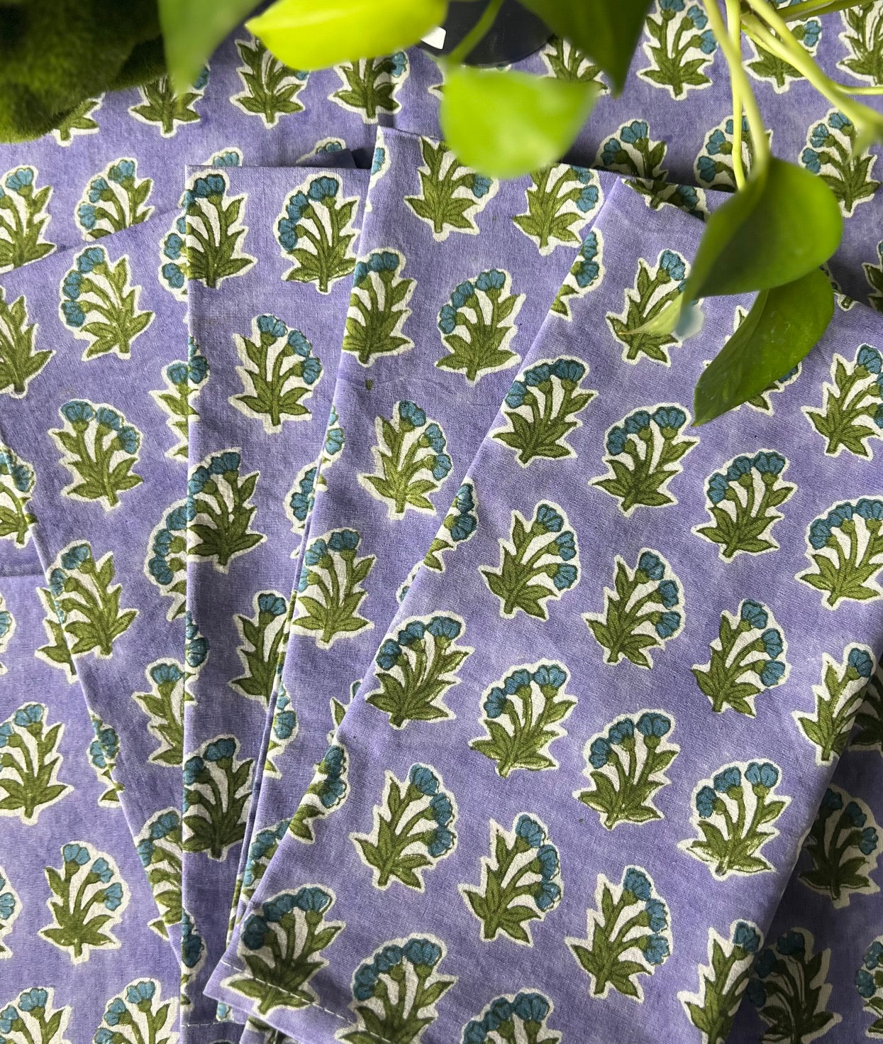 Triple Flower Napkins in Lilac - Set of 4