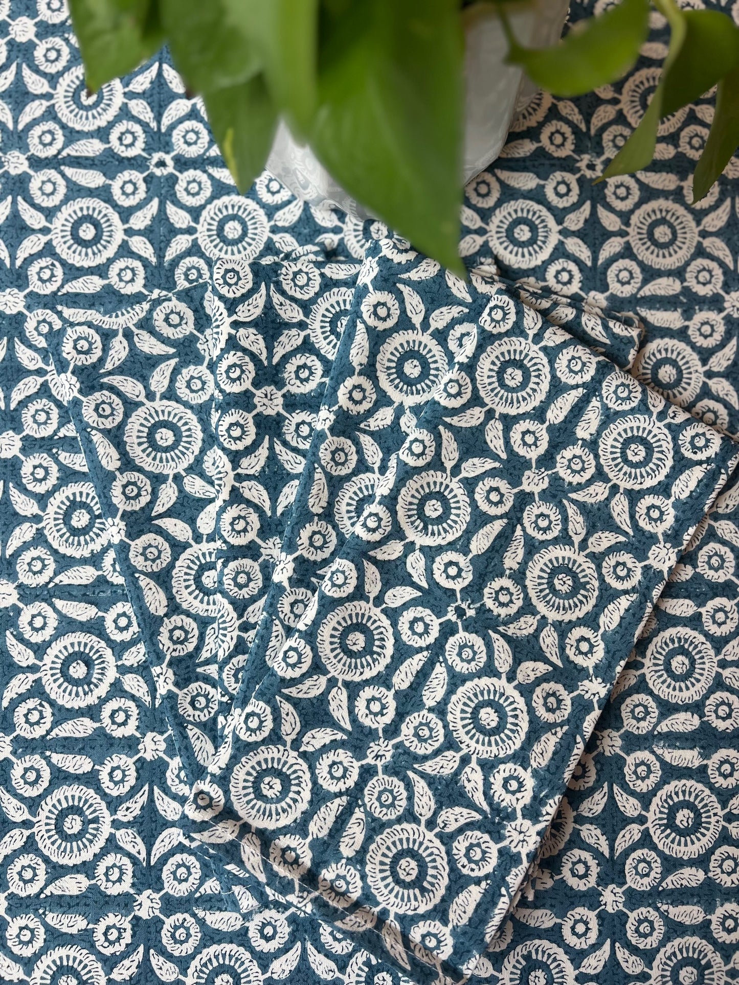 Feathered Tile Napkins in Blue- Set of 4