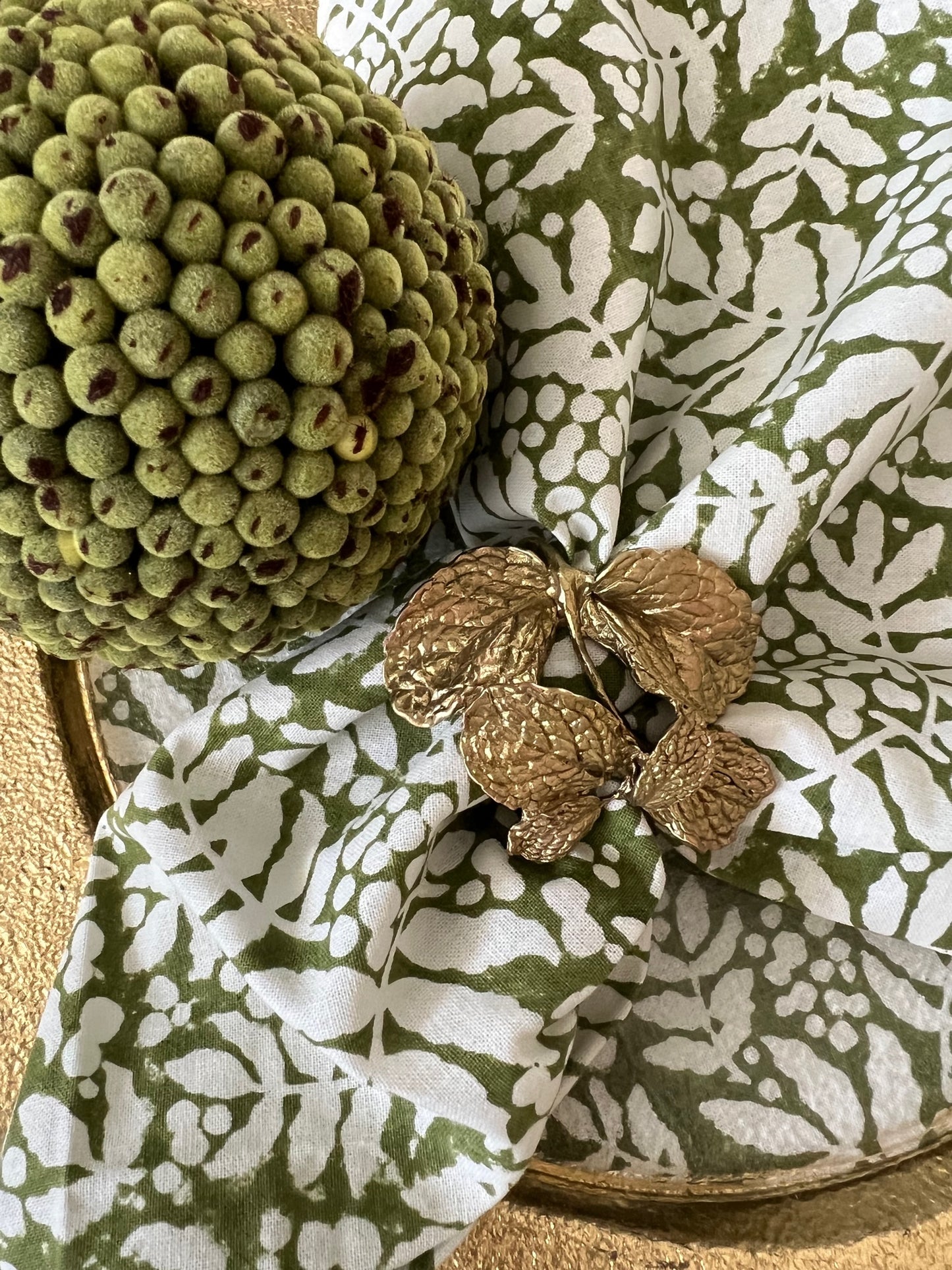 Gathered Garden Napkins in Moss Green- Set of 4