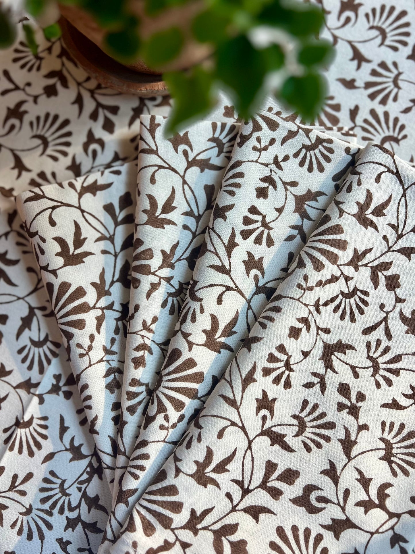 Trailing Florets Napkins in Chocolate Brown - Set of 4
