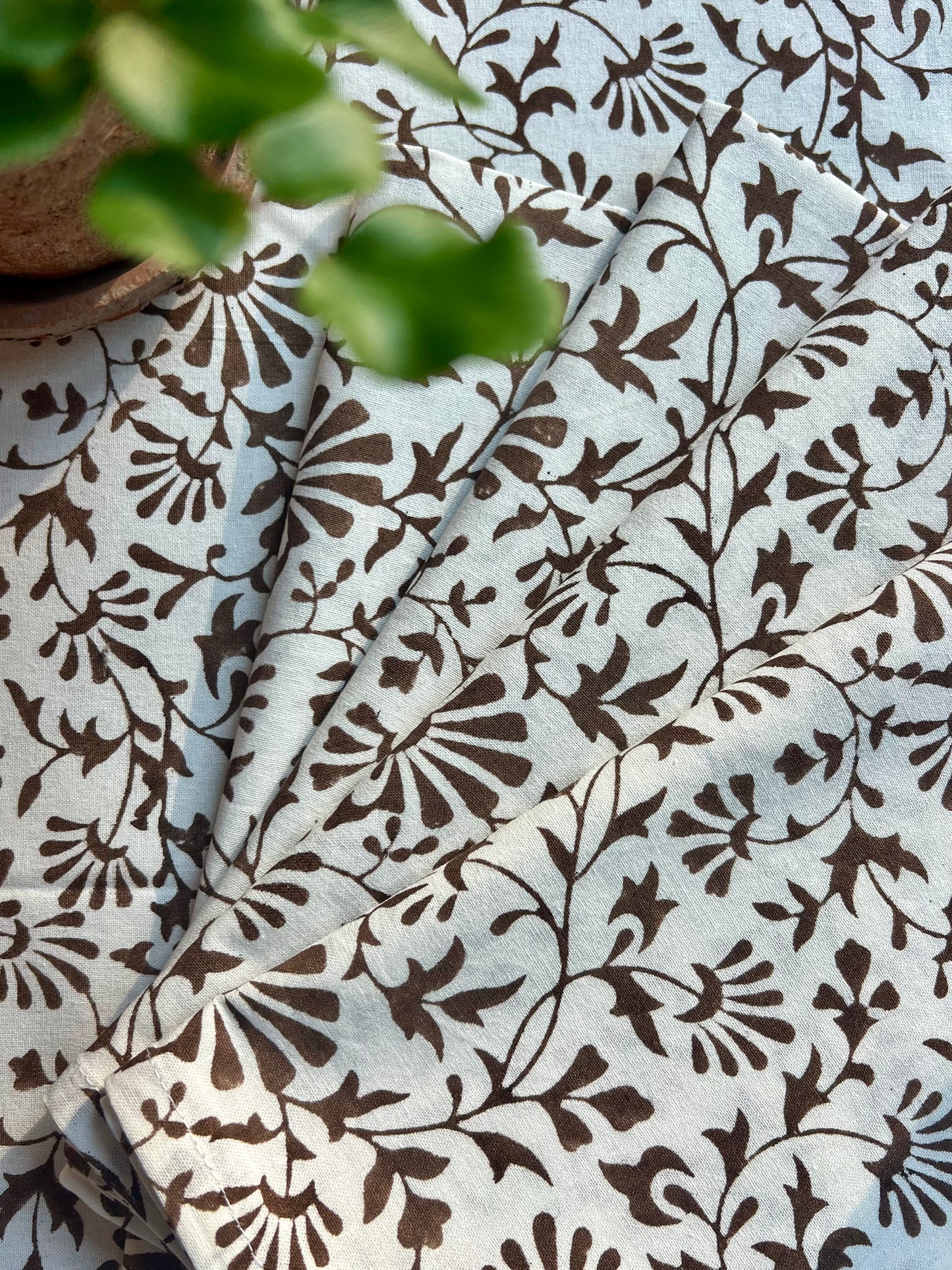 Trailing Florets Napkins in Chocolate Brown - Set of 4
