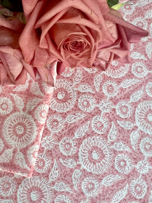 Feathered Tile Napkins in Dusty Rose - Set of 4