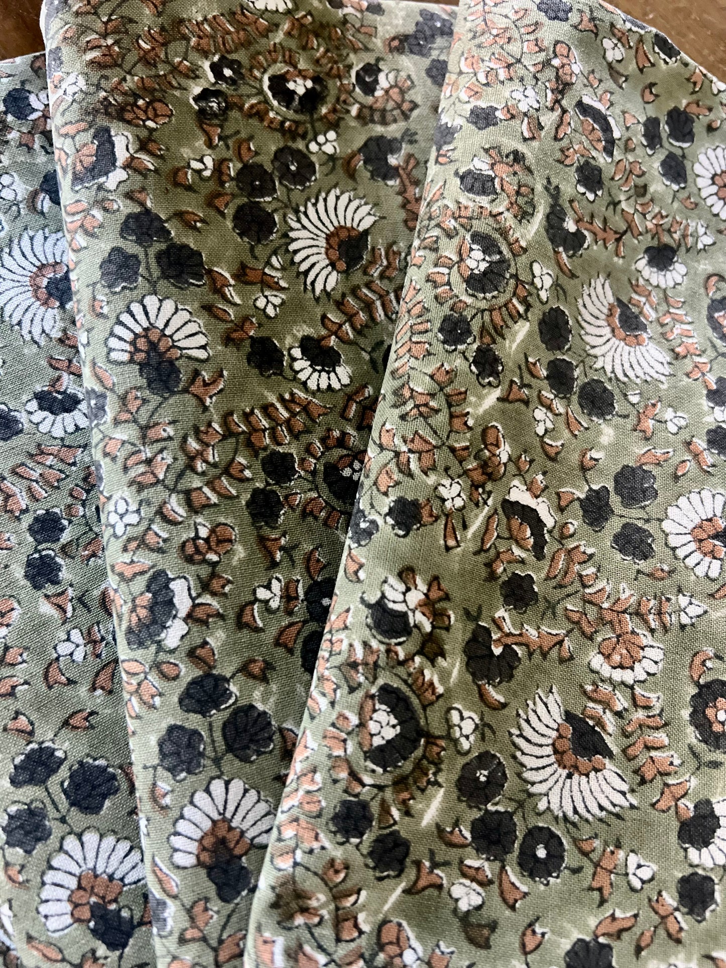 Bustling Florets Napkins in Olive - Set of 4