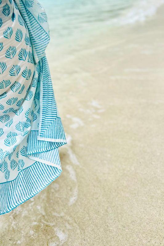 Coral Flame Pareo in Turquoise