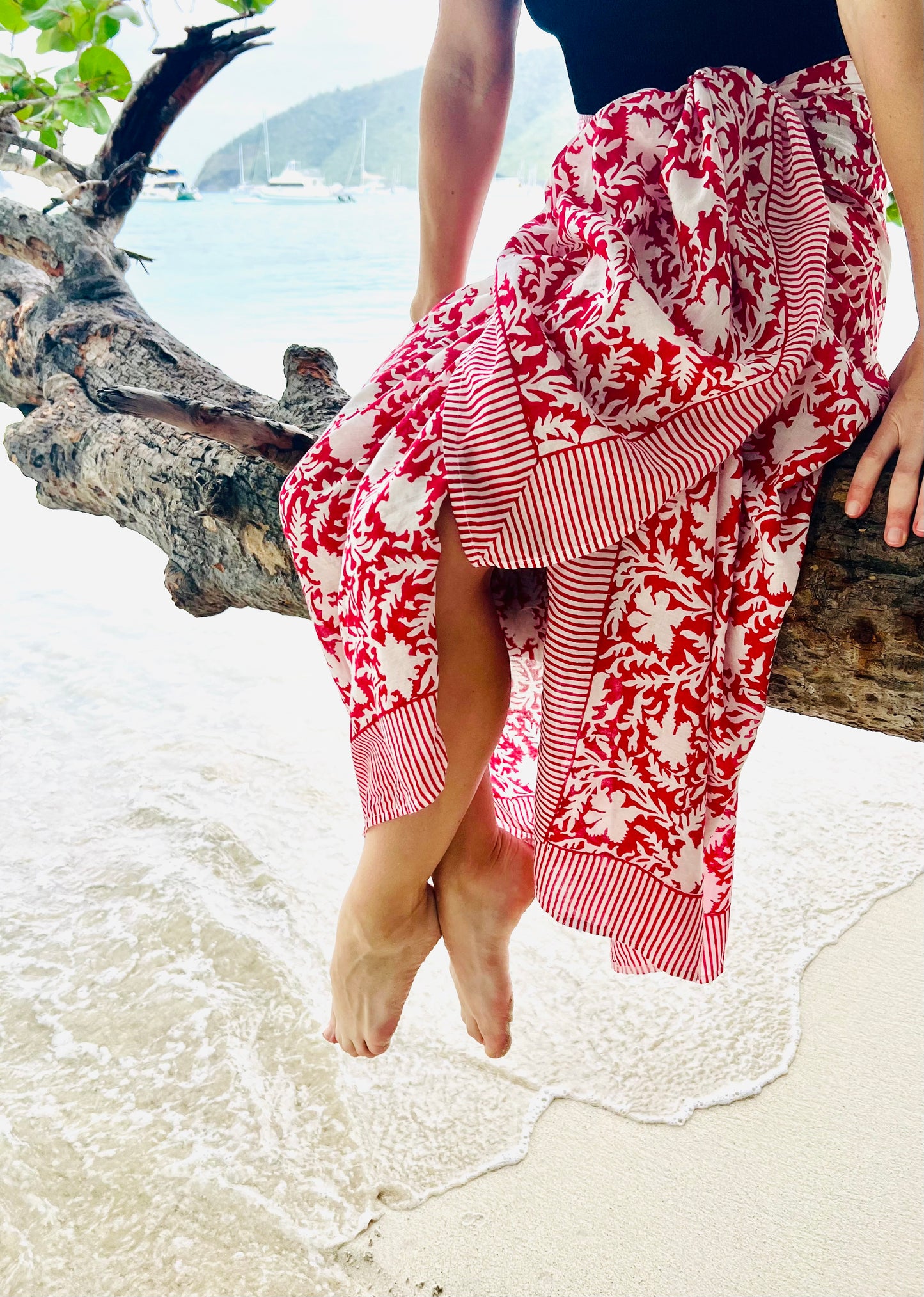 Pressed Florals Pareo in Cherry Red