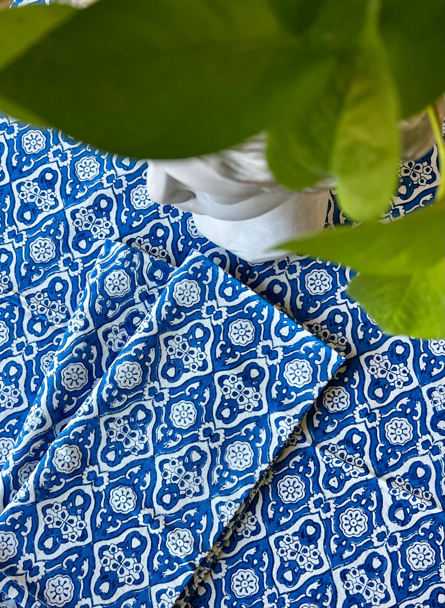 Diamond Tablecloth in Egyptian Blue