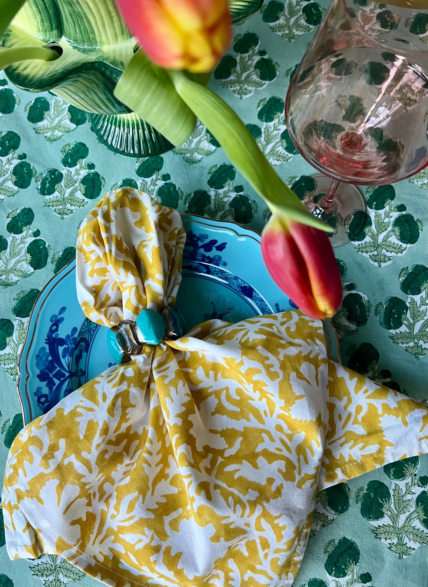 Pressed Florals in Marigold Yellow - Set of 4