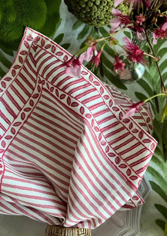 Positano Stripe Napkins in Dusty Rose - Set of 4