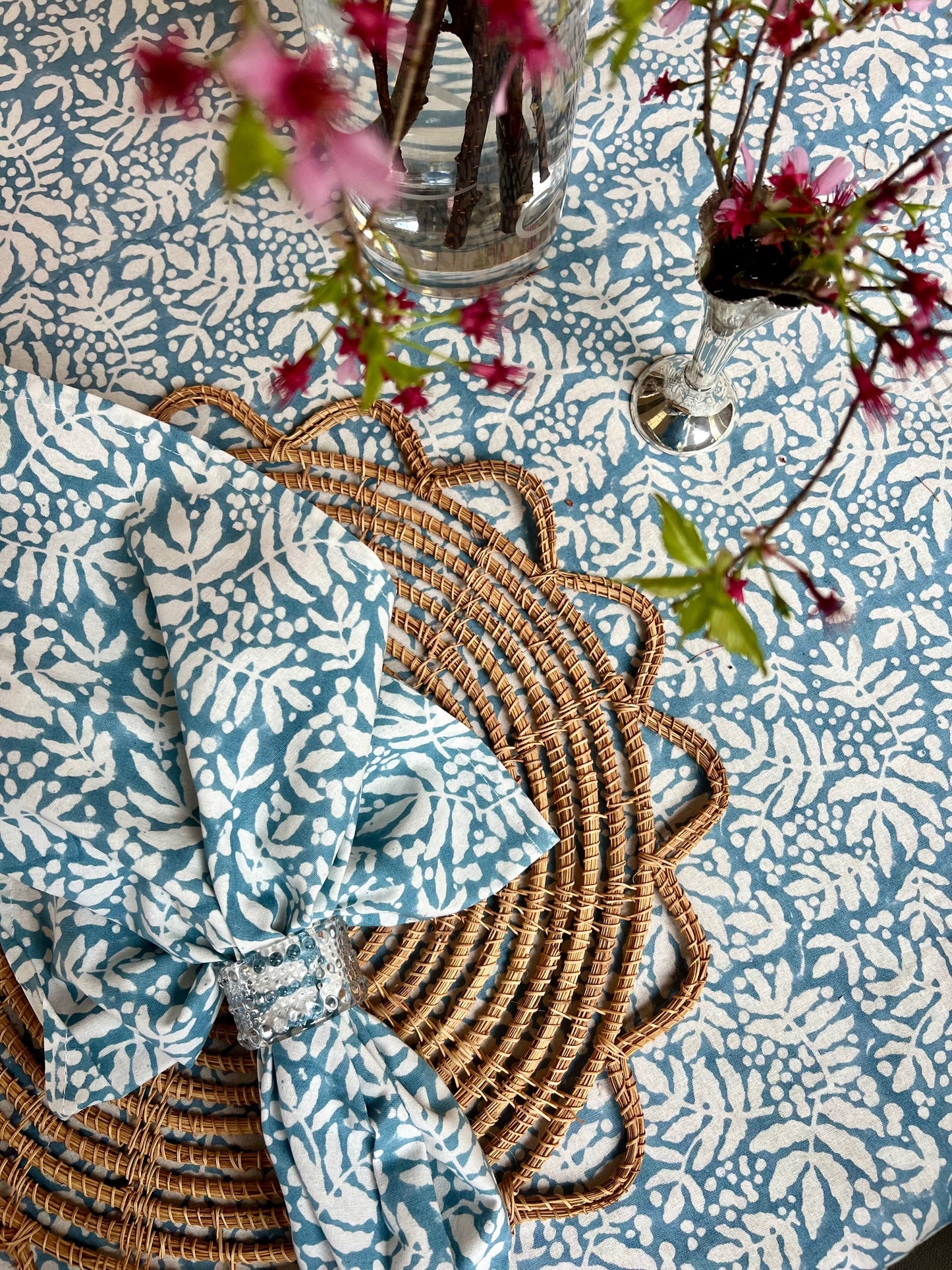 Gathered Garden Napkins in Lake Blue - Set of 4