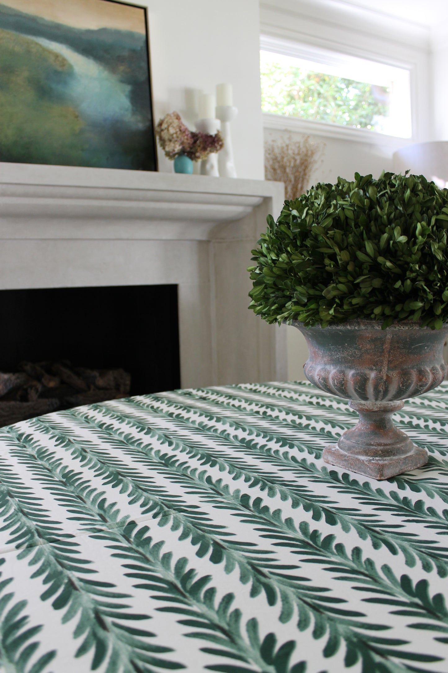 Ferns Tablecloth in Pine Green
