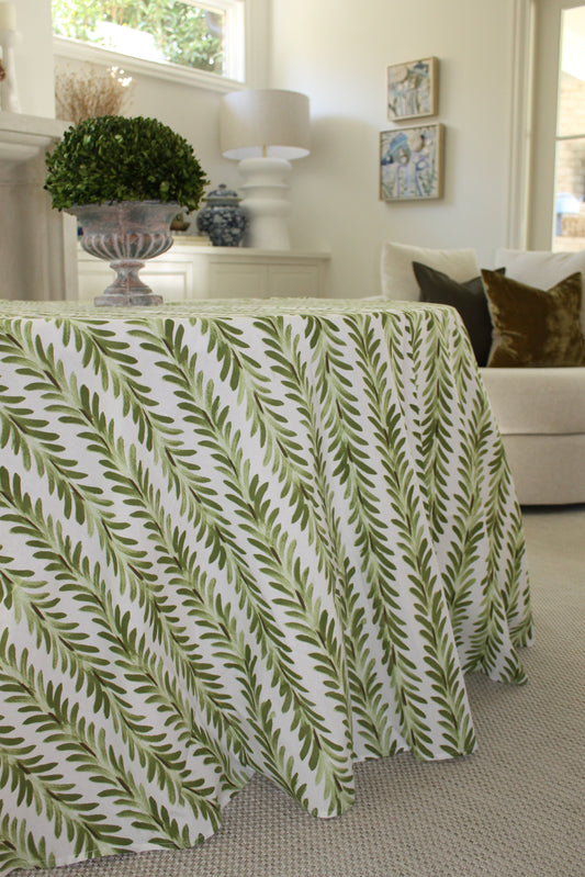 Ferns Tablecloth in Moss Green