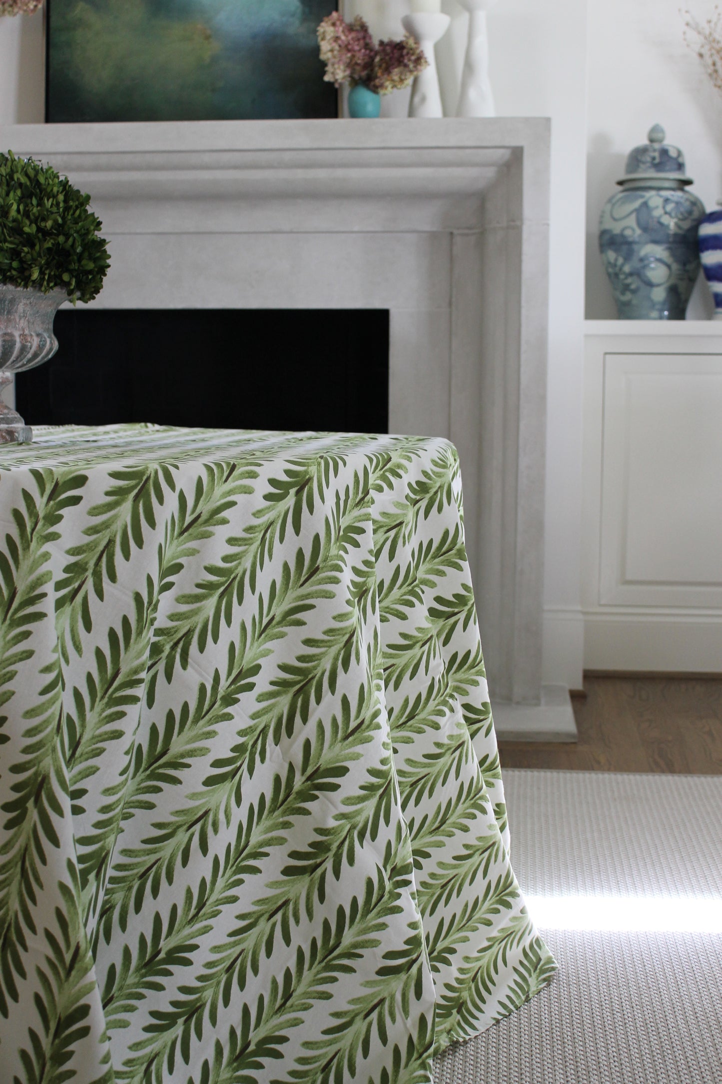 Ferns Tablecloth in Moss Green