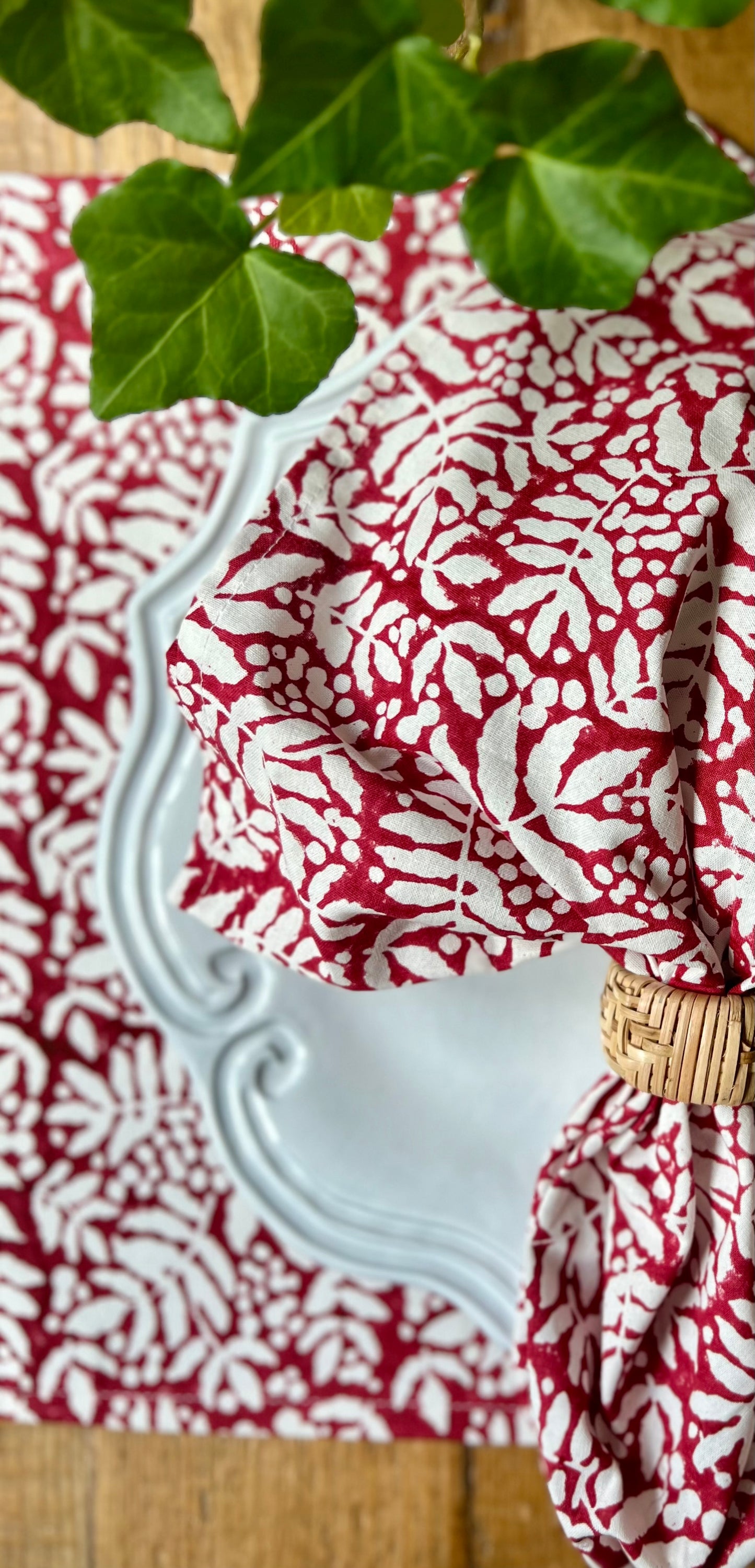 Gathered Garden in Cranberry Red Napkins - Set of 4