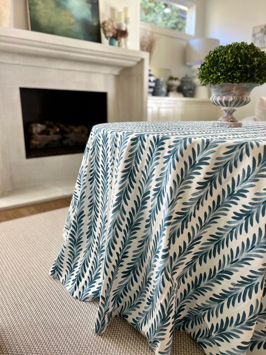Ferns Tablecloth in Capri Blue