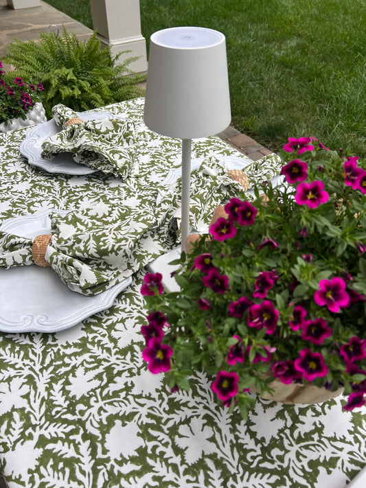 Pressed Florals Tablecloth in Olive