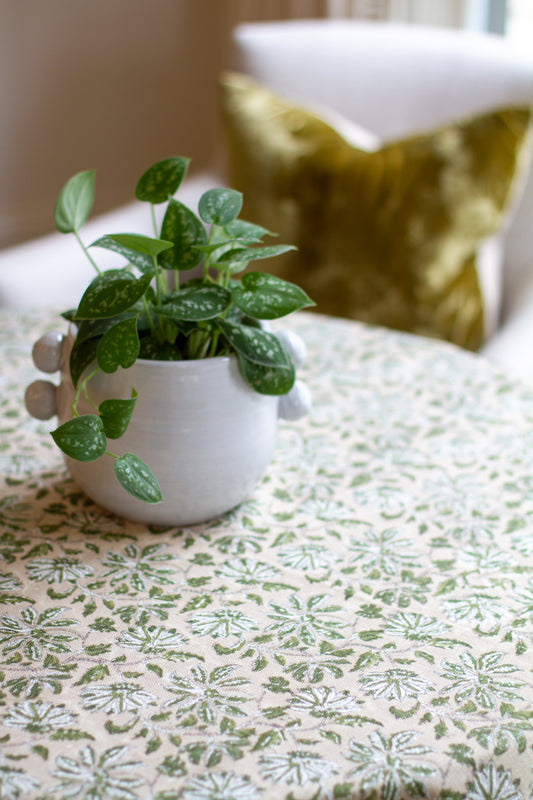 Woven Floral in Olive Tablecloth