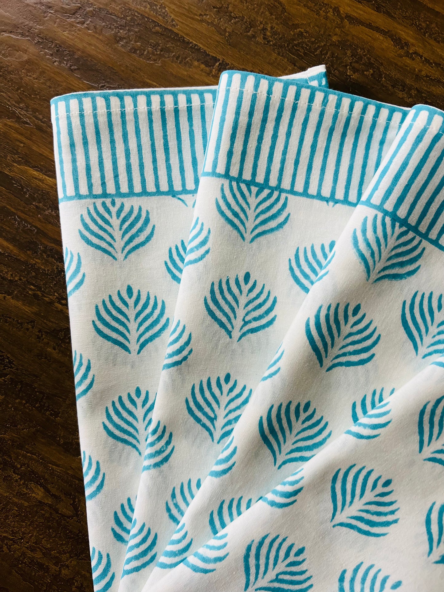 Coral Flame Napkins in Turquoise - Set of 4