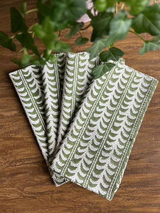 Endless Fleur Napkins in Green- Set of 4