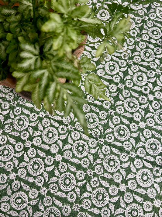 Feathered Tile Tablecloth in Green