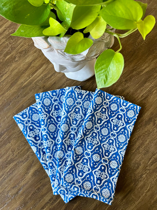 Diamond Napkins in Egyptian Blue - Set of 4