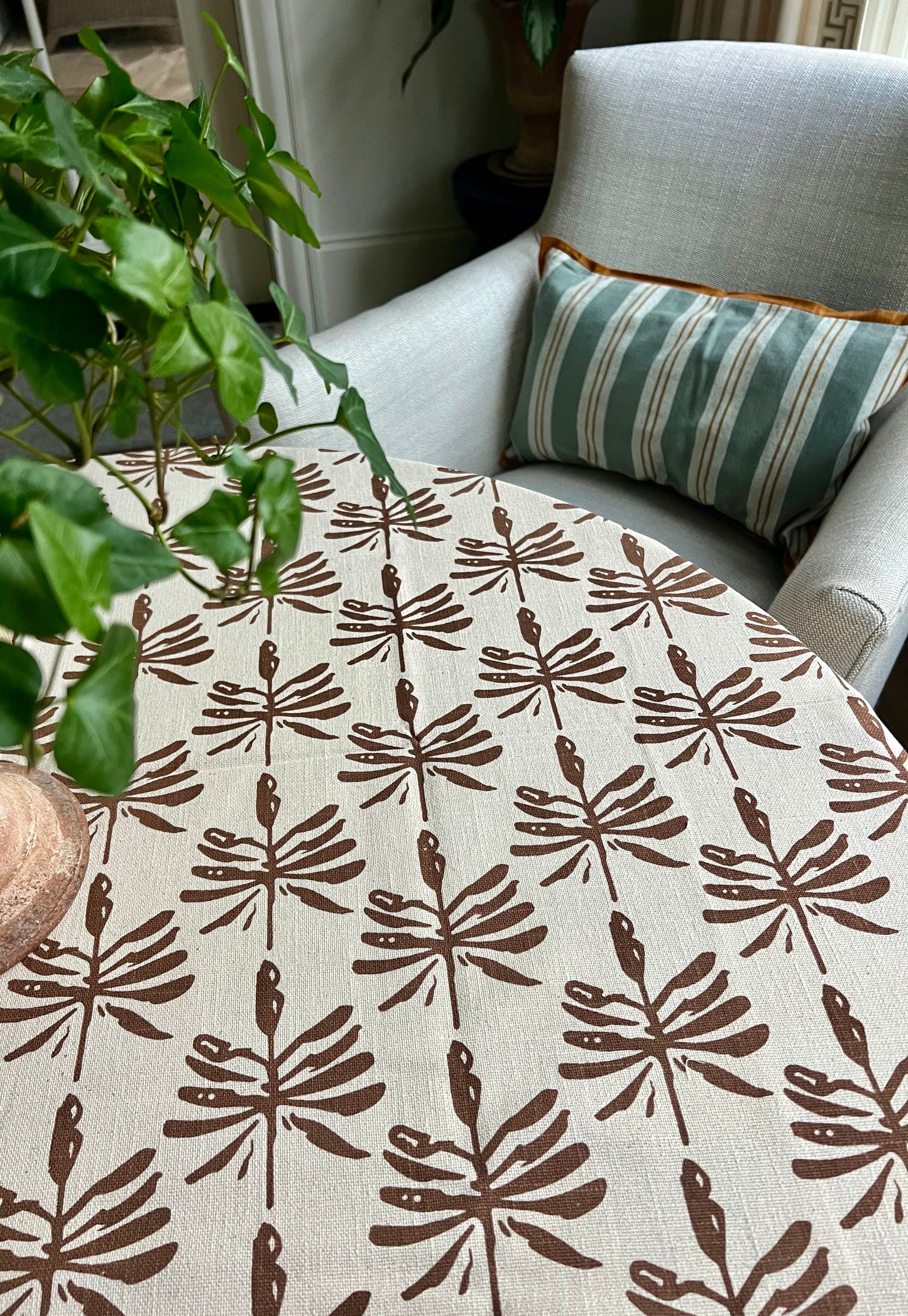 Dragonfly Lures Tablecloth in Walnut Brown