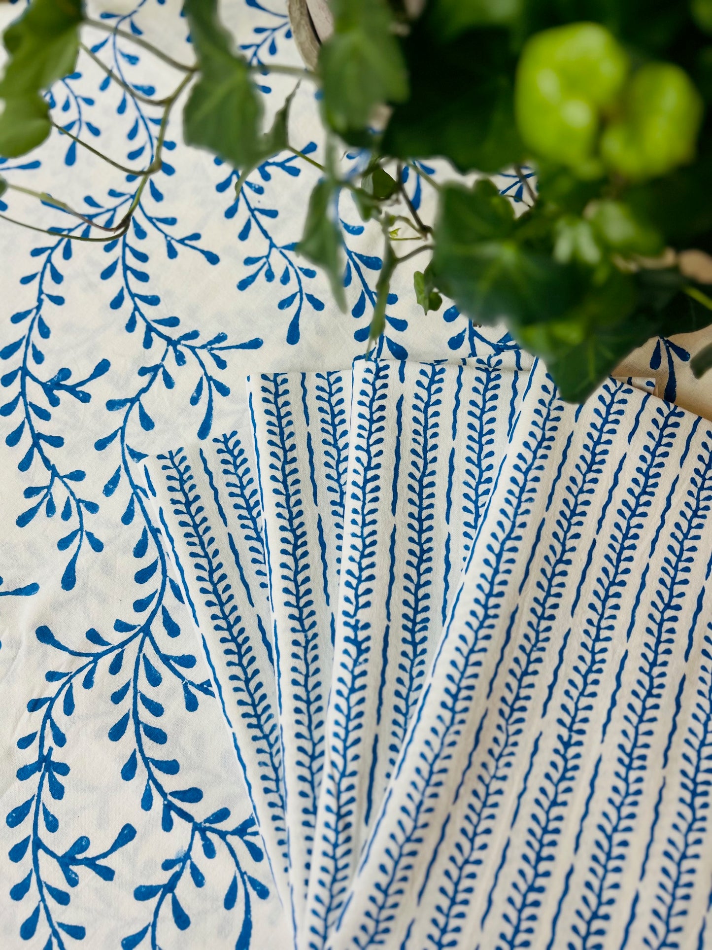 Winding Vines Tablecloth in Egyptian Blue