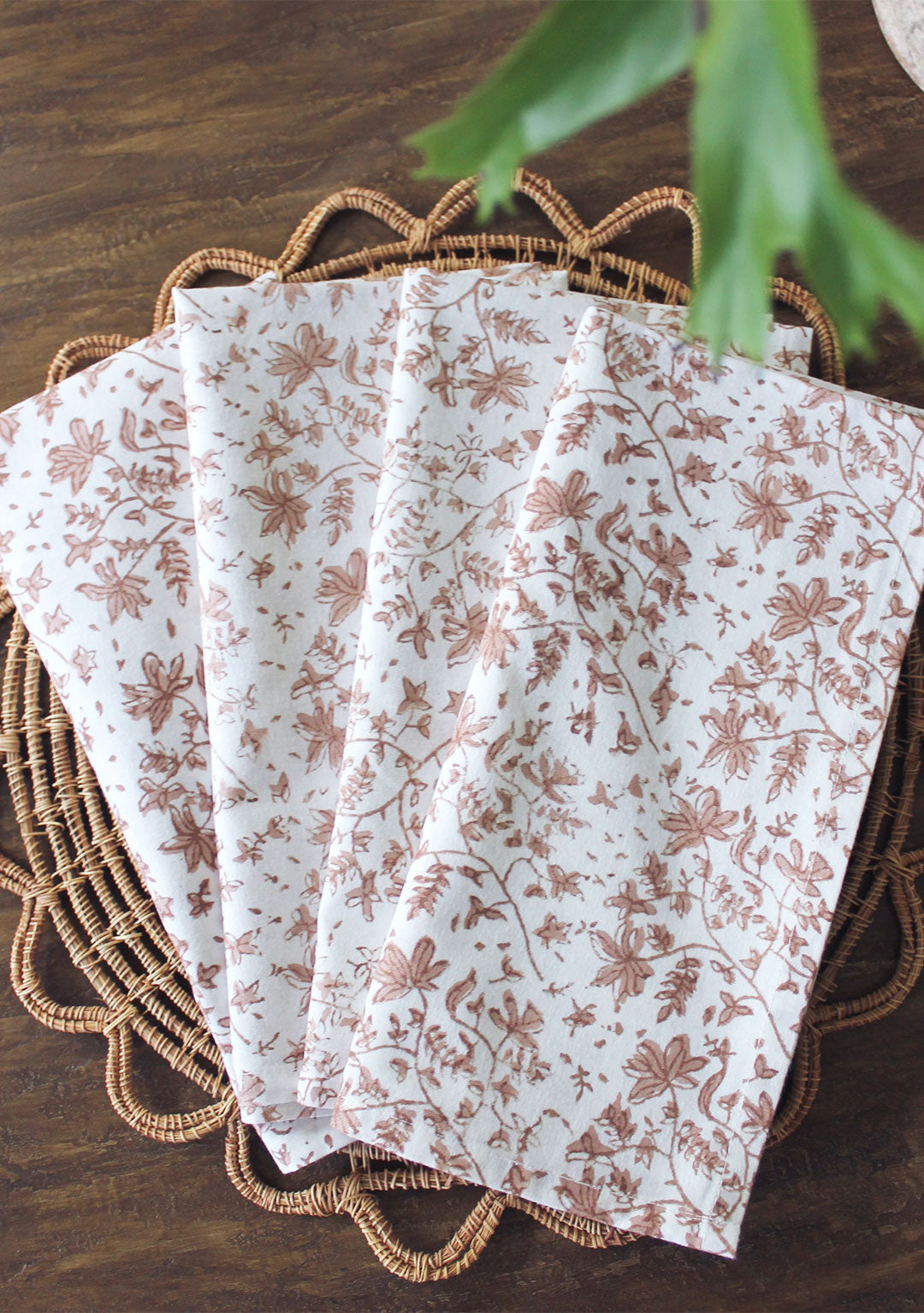 Whimsy Floral Napkins in Buckhorn Brown - Set of 4