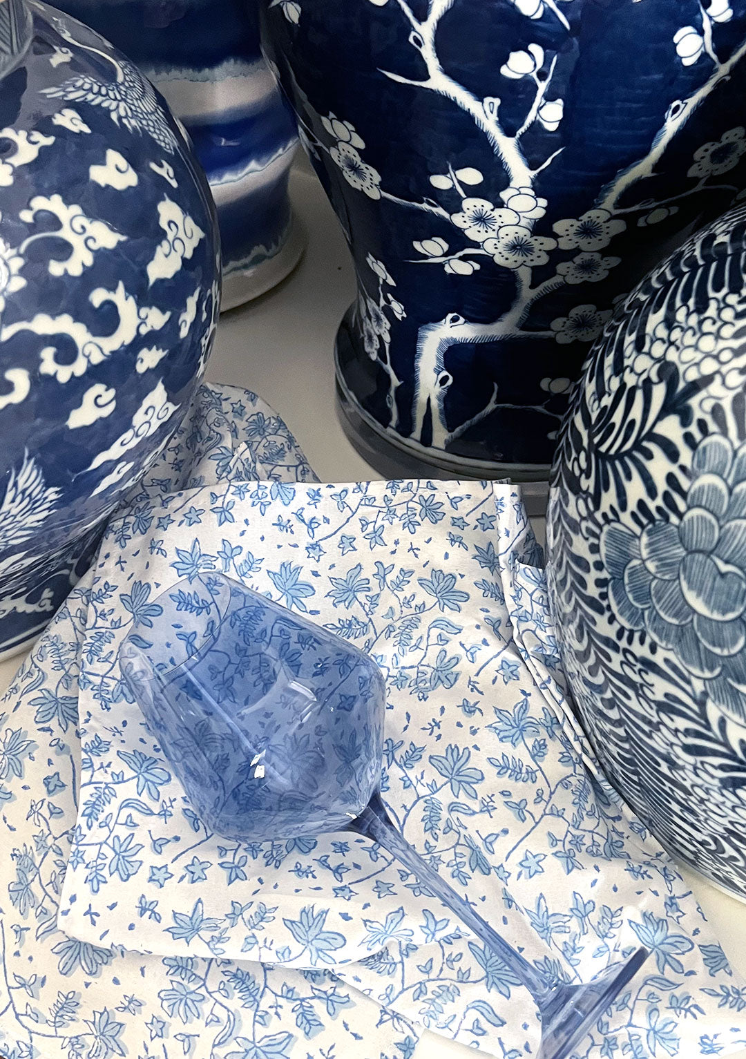 Whimsy Floral Napkins in Sorrento Blue - Set of 4