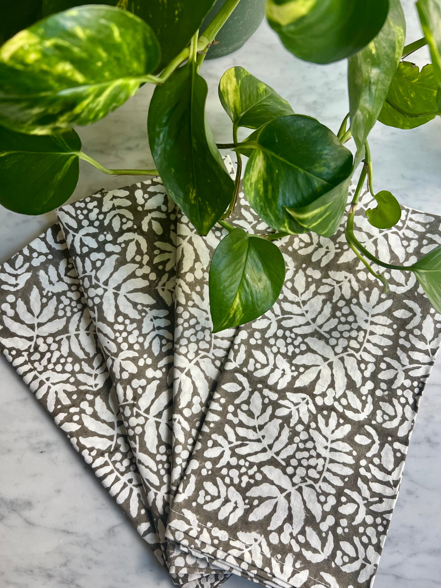 Gathered Garden Napkins in Taupe- Set of 4