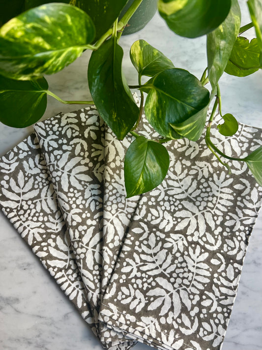 Gathered Garden Napkins in Taupe- Set of 4