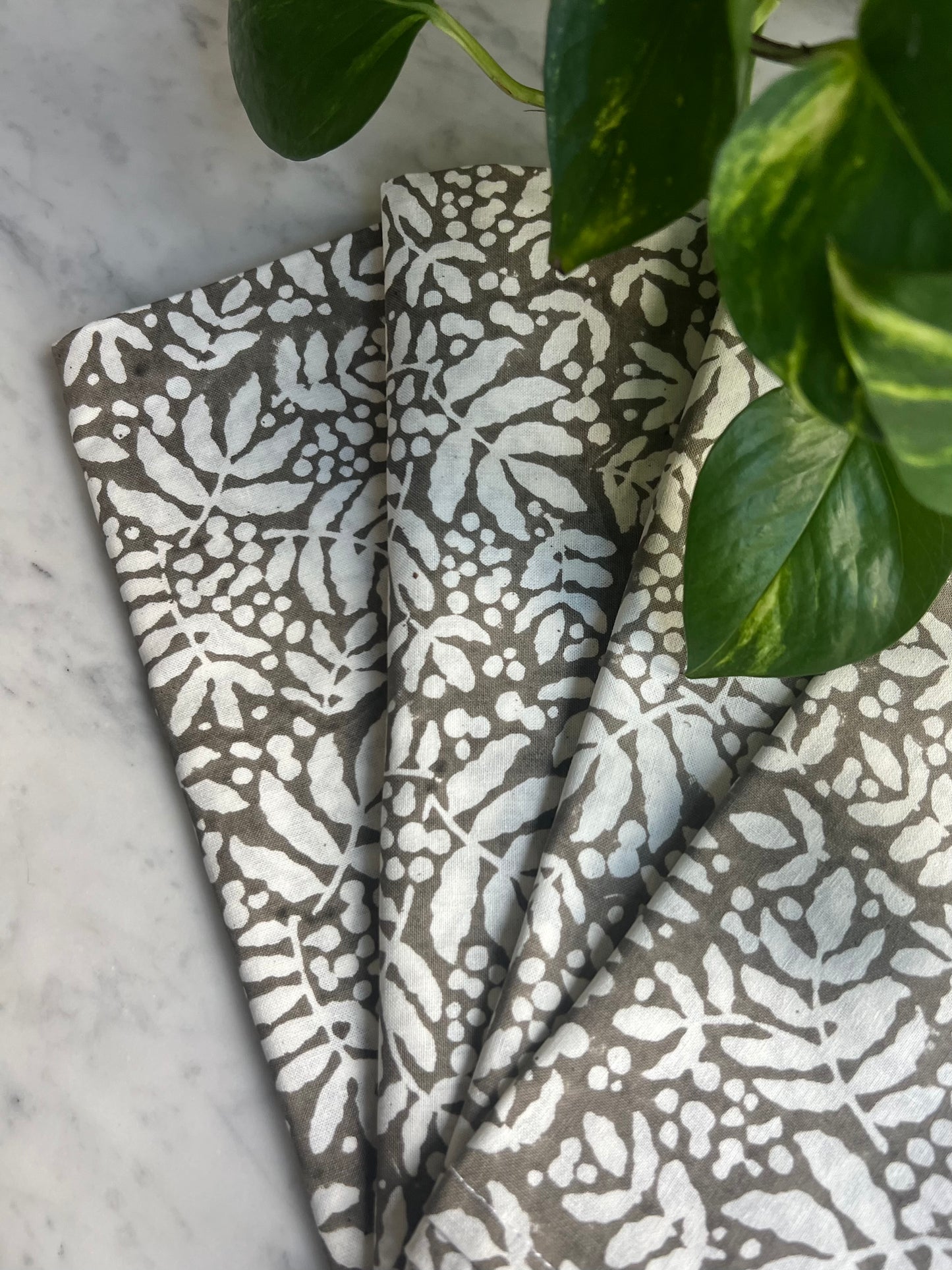 Gathered Garden Napkins in Taupe- Set of 4
