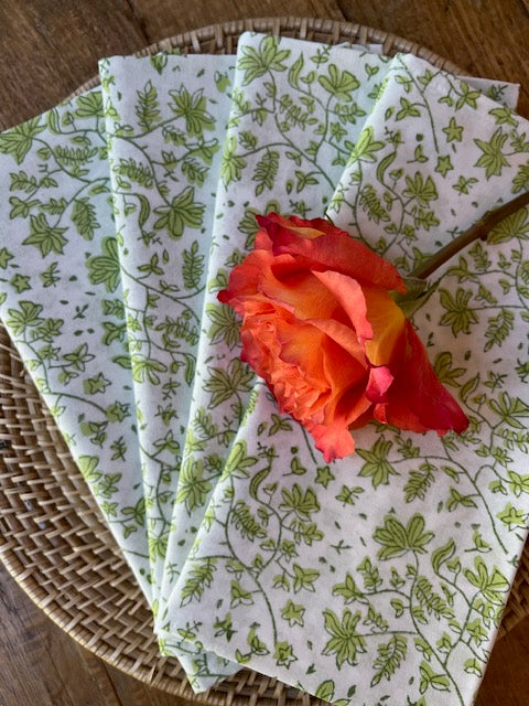 Whimsy Floral Napkins in Celery Green- Set of 4