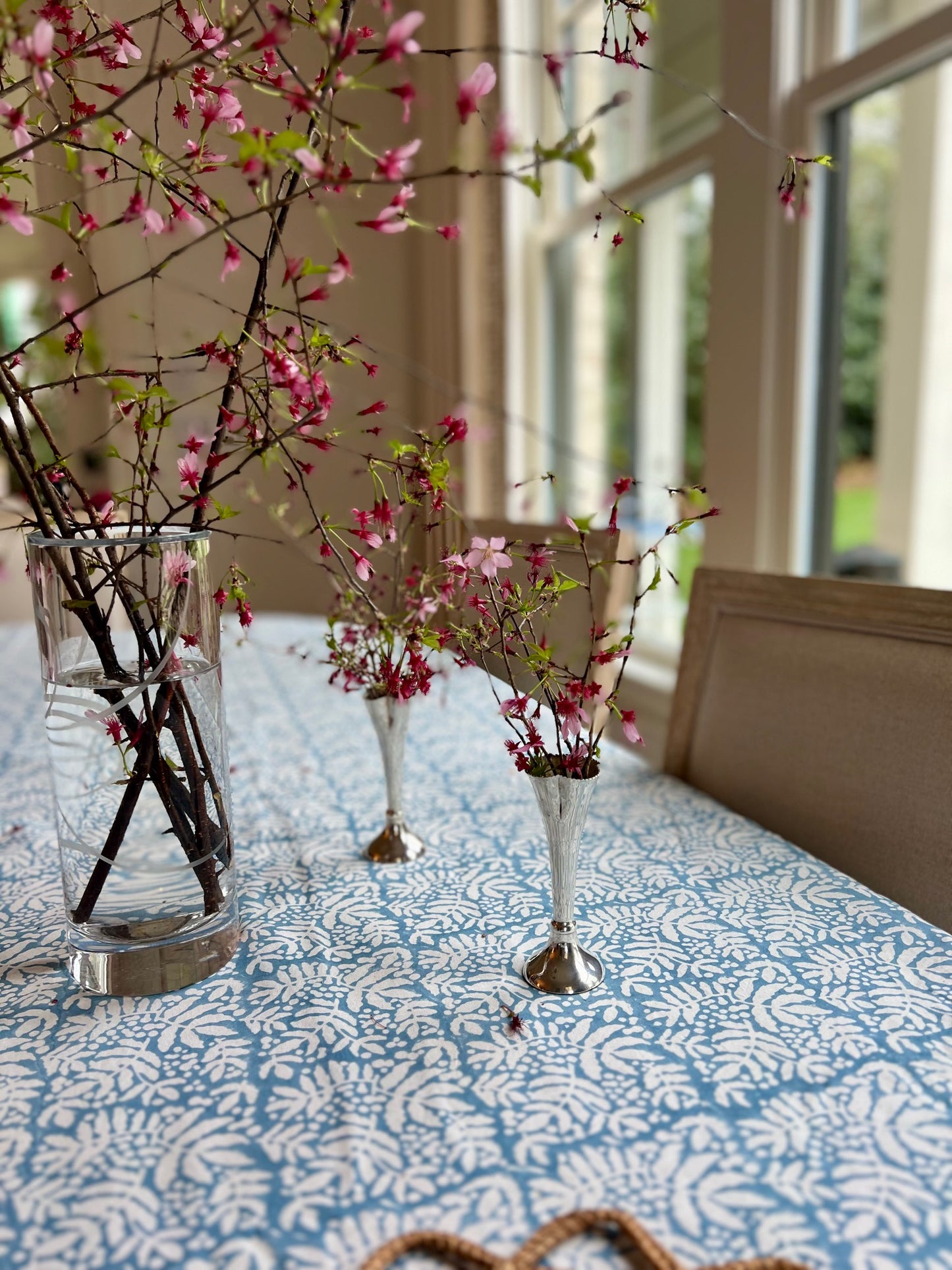 Gathered Garden Tablecloth in Lake Blue