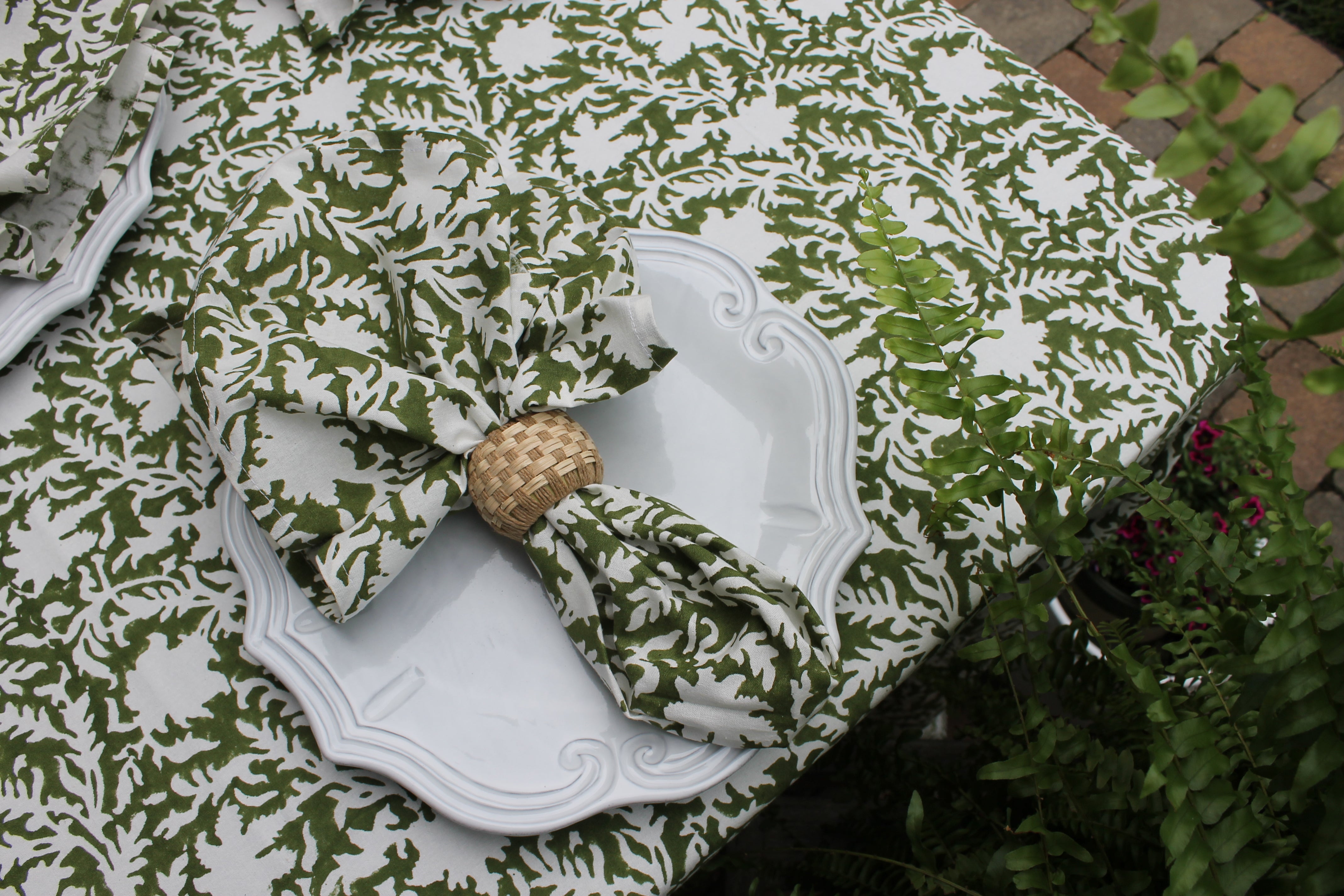 Pressed Florals Napkins in Olive - Set of 4