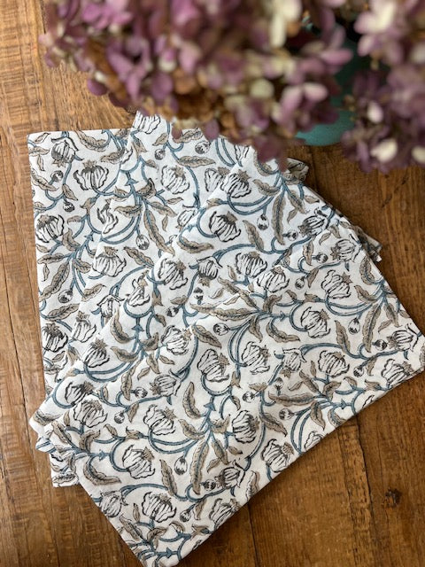 Trailing Meadow Napkins in Taupe Brown - Set of 4