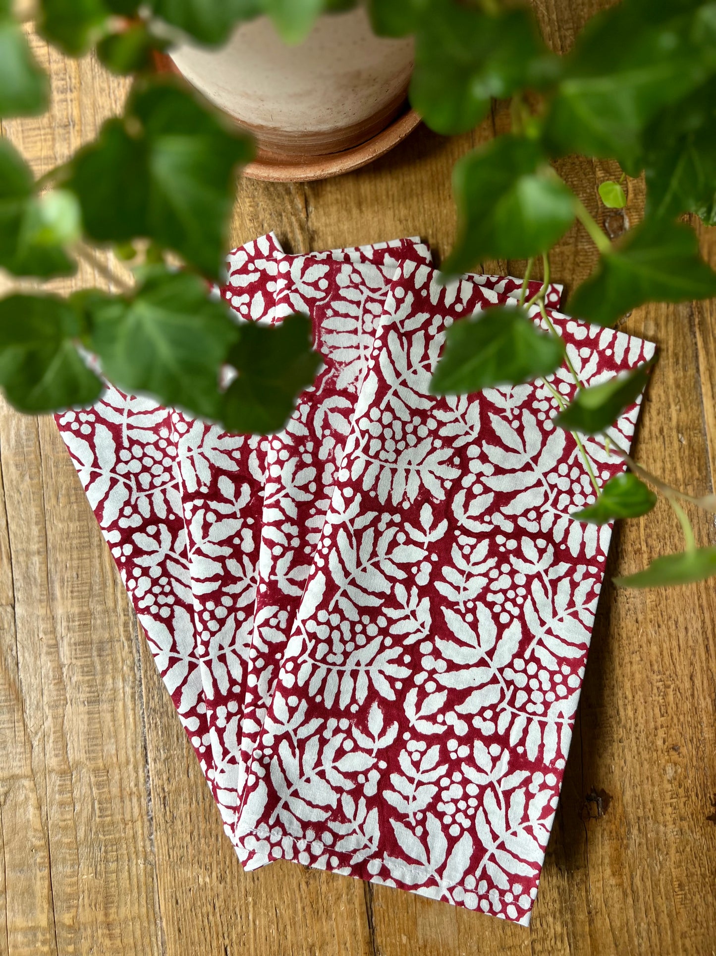 Gathered Garden in Cranberry Red Napkins - Set of 4
