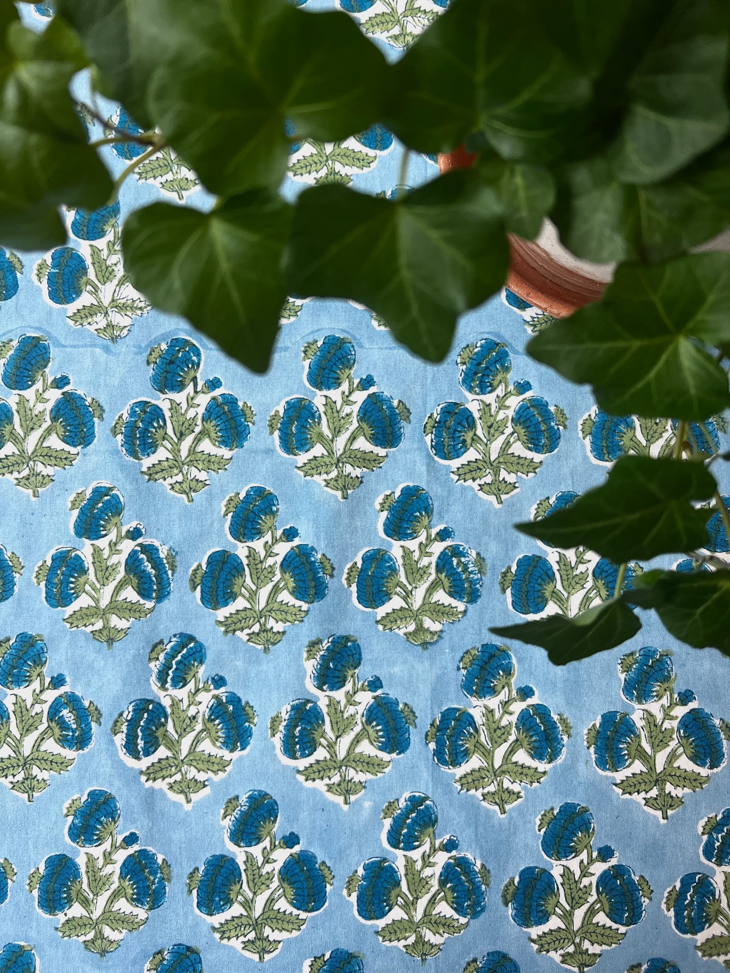 Poms Tablecloth in Bluebird