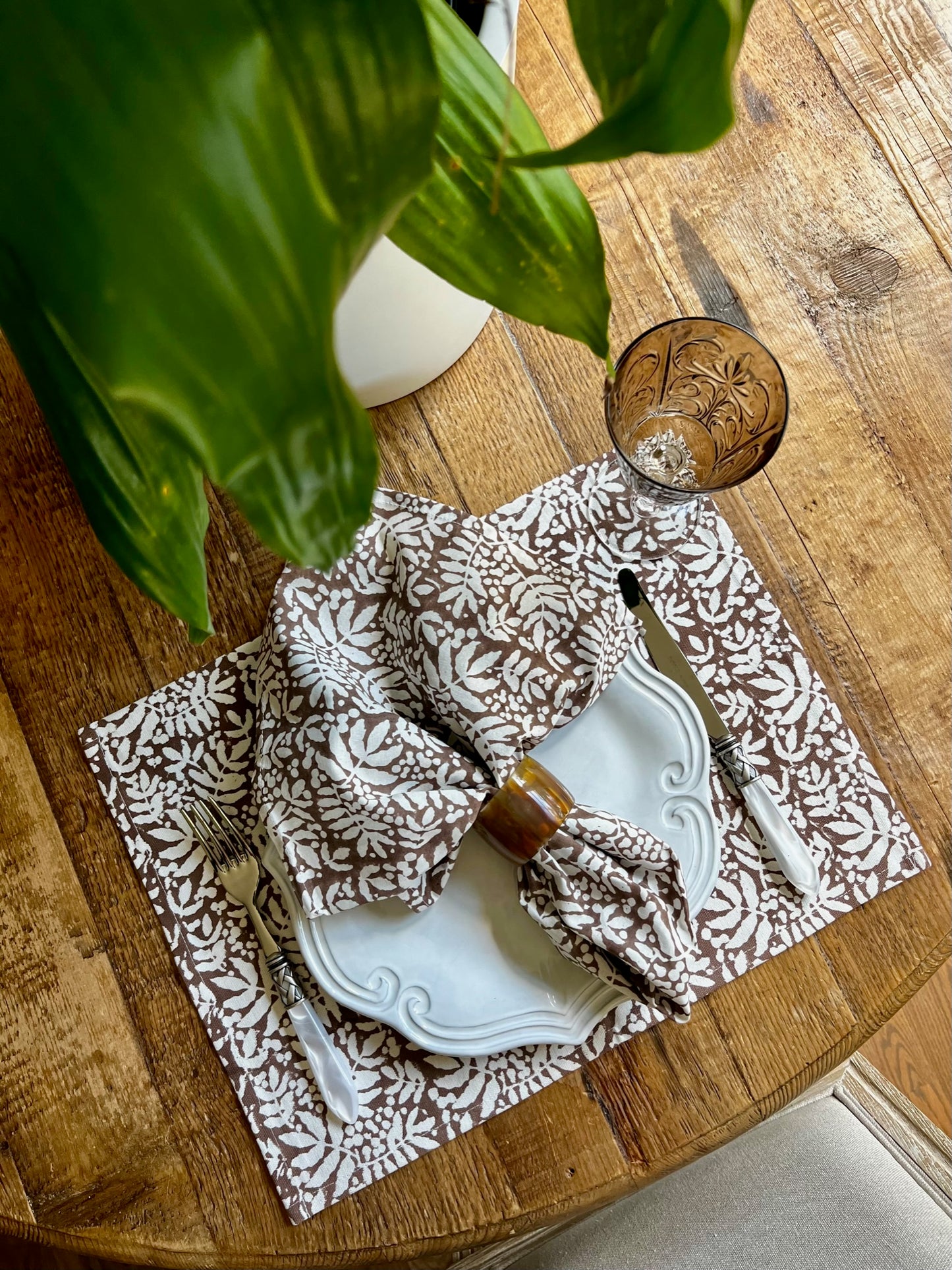 Gathered Garden Placemats in Saddle Brown - Set of 4