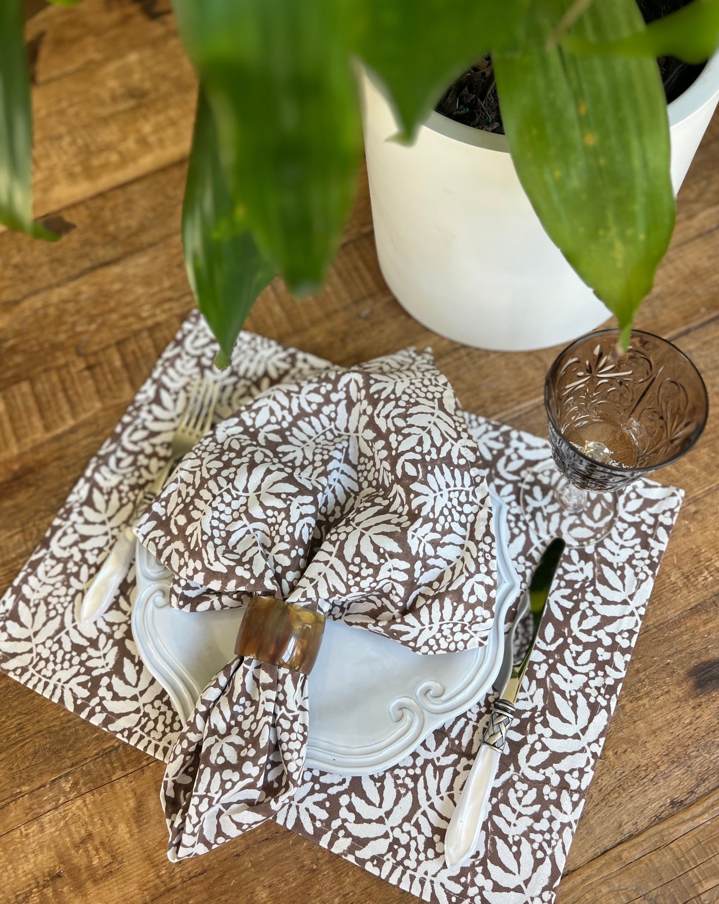 Gathered Garden Placemats in Saddle Brown - Set of 4