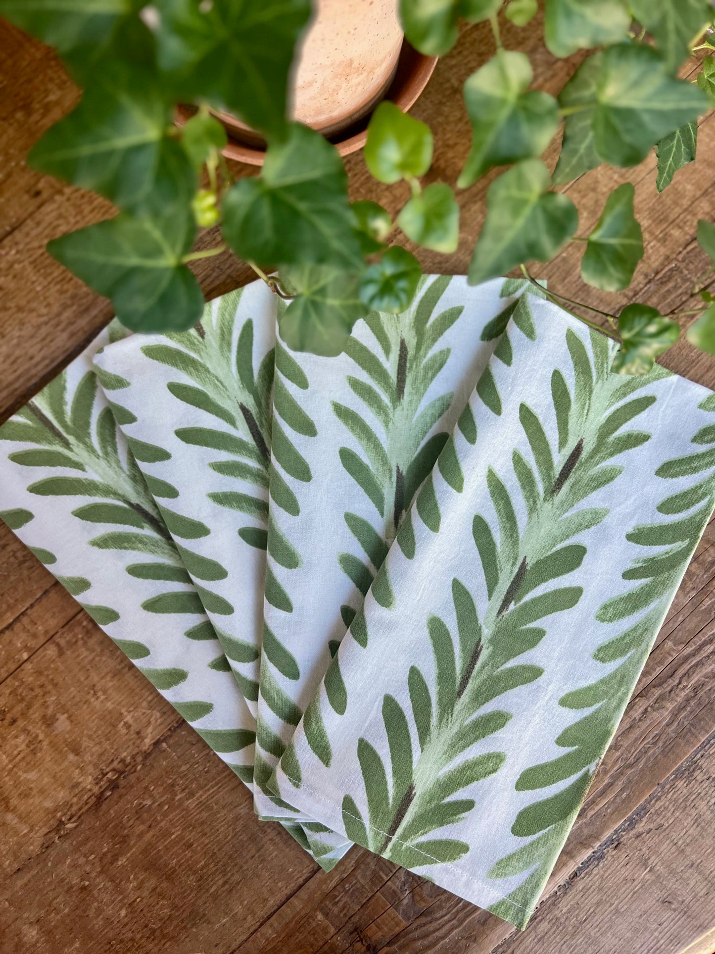 Ferns Napkins in Moss Green - Set of 4