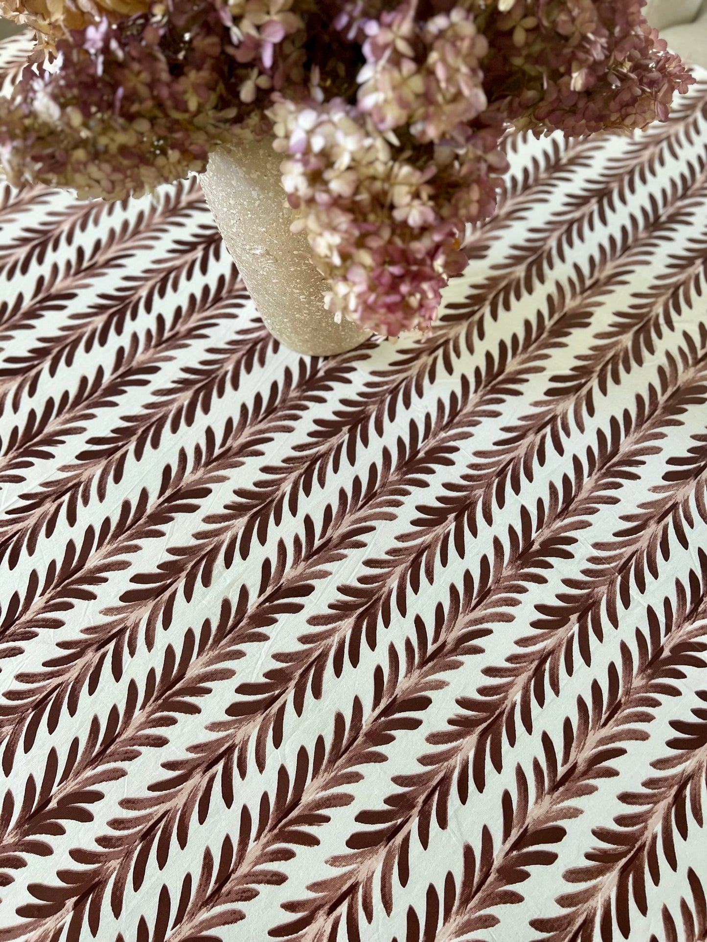Ferns Tablecloth in Walnut Brown